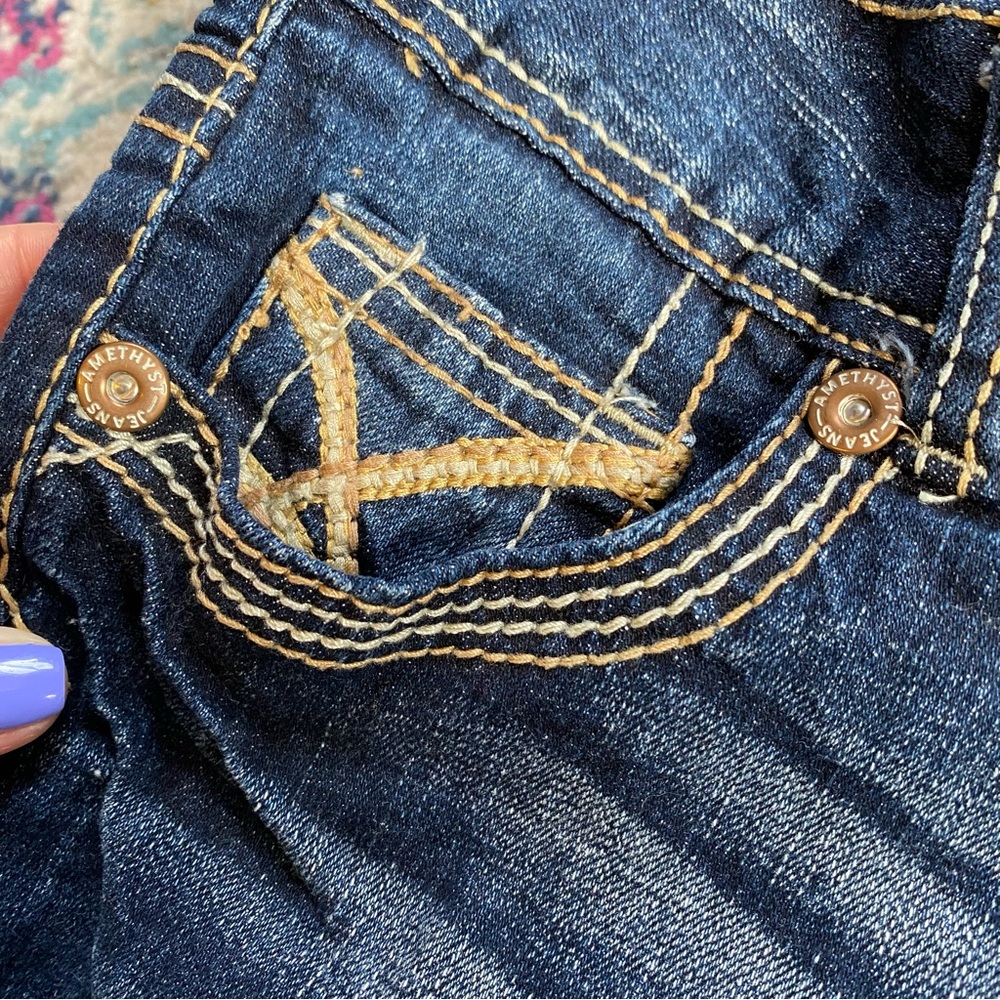 ❌SOLD🏷️Vintage Y2K Amethyst Low Rise Bootcut Jeans Size 0 - Picture 4 of 8
